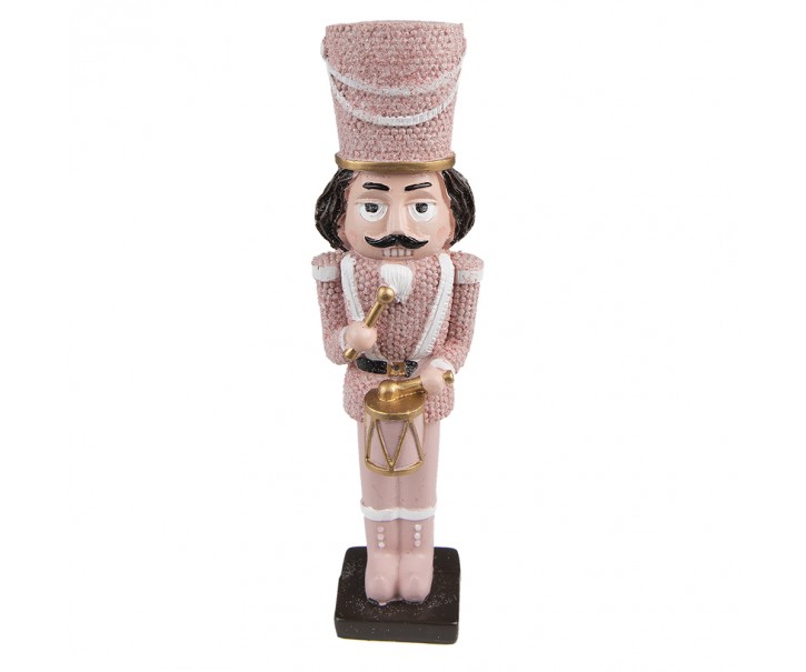 Vánoční dekorace socha Louskáček v růžovém obleku - 5*4*16 cm Clayre & Eef
