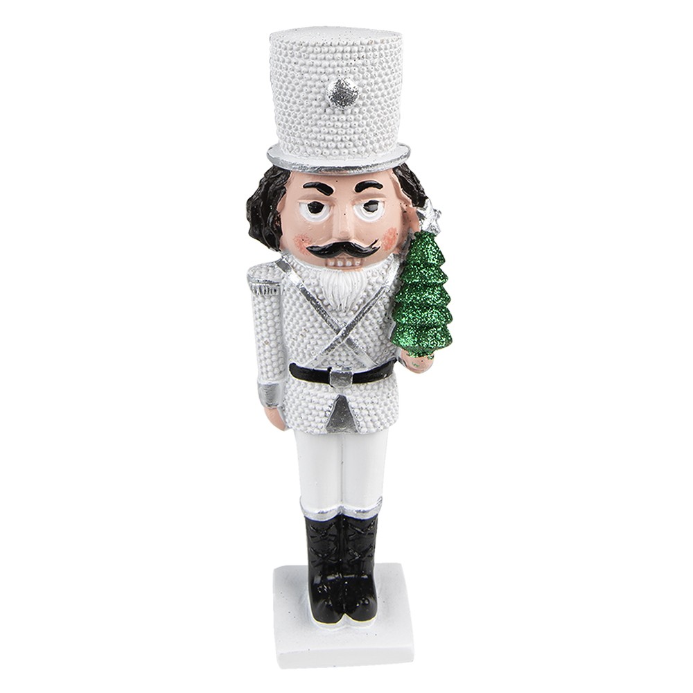 Vánoční dekorace bílý Louskáček - 5*3*16 cm