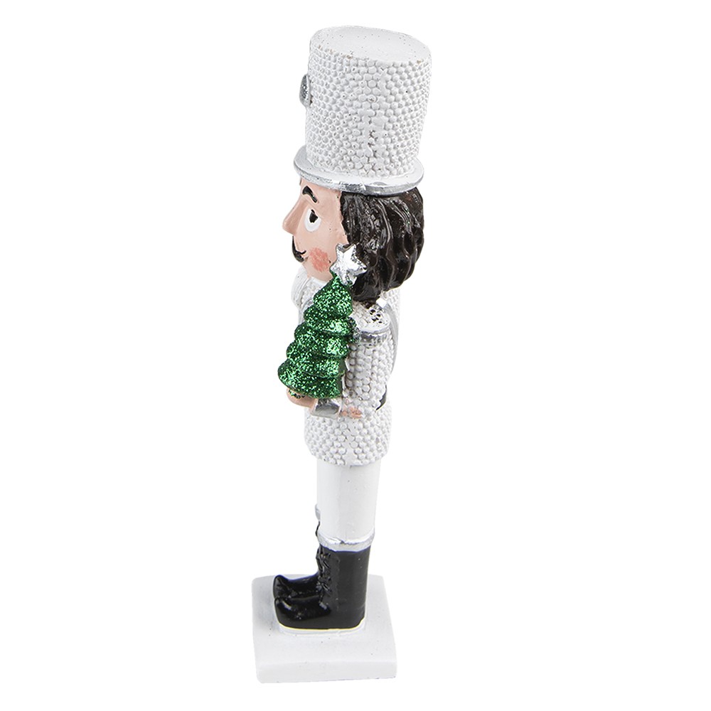 Vánoční dekorace bílý Louskáček se stromkem - 5*3*16 cm Clayre & Eef Vánoční dekorace bílý Louskáček se stromkem - 5*3*16 cm Clayre & Eef