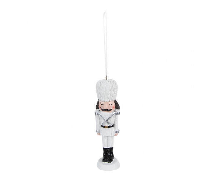 Bílá vánoční závěsná ozdoba Louskáček - 4*3*13 cm Clayre & Eef
