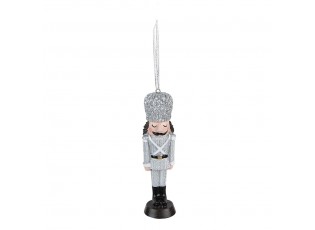 Stříbrná vánoční závěsná ozdoba Louskáček - 4*3*13 cm