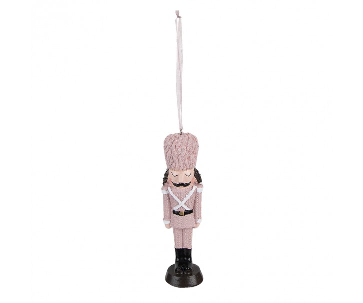 Růžová antik vánoční závěsná dekorace soška Louskáček - 4*3*13 cm Clayre & Eef