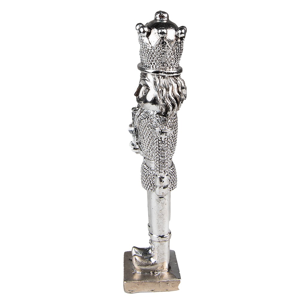 Stříbrná vánoční dekorace Louskáček s dárky - 5*4*19 cm Clayre & Eef Stříbrná vánoční dekorace Louskáček s dárky - 5*4*19 cm Clayre & Eef