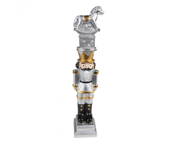 Vánoční dekorace stříbrný Louskáček - 6*5*23 cm Clayre & Eef