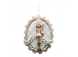 Bílá vánoční závěsná ozdoba Louskáček - 6*1*8 cm