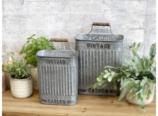 2ks zinkový antik box na květiny Vintage - 25*15*37cm