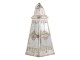 Krémová antik kovová lucerna s ornamenty Vintage - 20*20*46cm Chic Antique