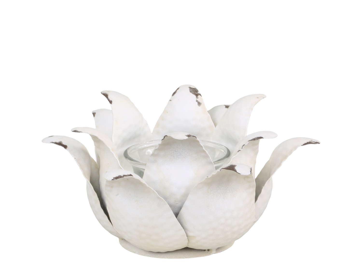 Krémový antik svícen ve tvaru květu na čajovou svíčku Flow - Ø 16*9cm Chic Antique Krémový antik svícen ve tvaru květu na čajovou svíčku Flow - Ø 16*9cm Chic Antique