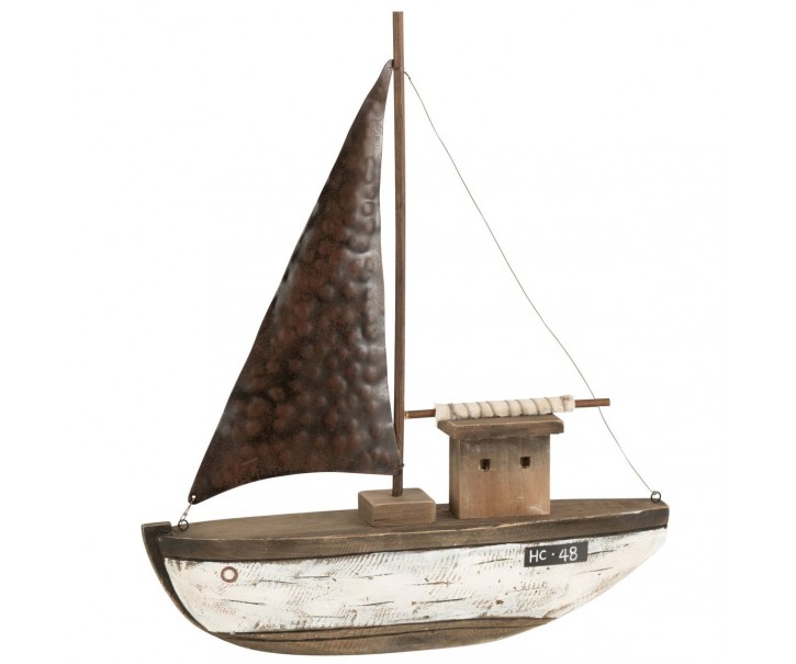 Dřevěná dekorace přírodní loďka Boat L - 39*9*46 cm J-Line by Jolipa