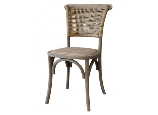 Přírodní dřevěná židle s ratanovým výpletem Old French chair - 45*40*88 cm 