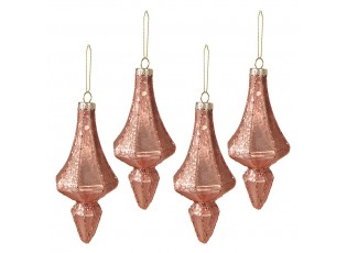 4ks růžová vánoční ozdoba baňka XL - Ø 6*15 cm