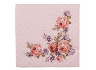 Růžové papírové ubrousky s růžemi Dotty Rose I - 33*33 cm (20ks)