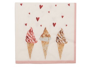Béžové papírové ubrousky se zmrzlinou Frosty And Sweet - 33*33 cm (20ks)