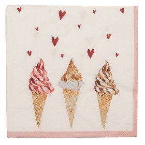 Béžové papírové ubrousky se zmrzlinou Frosty And Sweet - 33*33 cm (20ks)