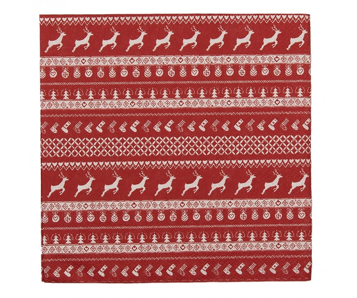 Červené papírové ubrousky Nordic Christmas - 33*33 cm (20ks) Clayre & Eef