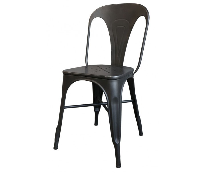 Černá antik kovová židle Factory Chair - 37*36*86cm Chic Antique