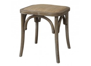 Přírodní dřevěná stolička s ratanovým výpletem Old French stool - 42*42*46 cm 