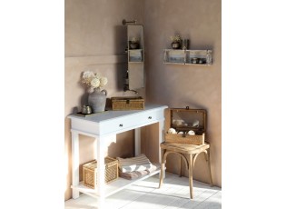 Přírodní dřevěná stolička s ratanovým výpletem Old French stool - 42*42*46 cm 