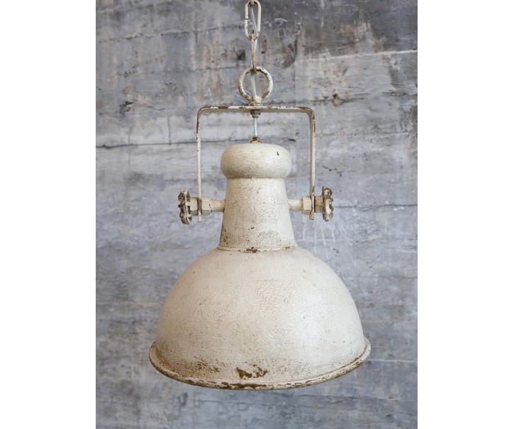 BBéžové antik kovové závěsné světlo Factory Lamp - Ø32*40 cm Chic Antique