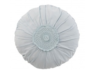 Pomněnkový kulatý bavlněný polštář s krajkou Lace blue - Ø 40*11cm