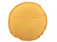 Žlutý kulatý bavlněný polštář s krajkou Lace ochre - Ø 38*12cm J-Line by Jolipa