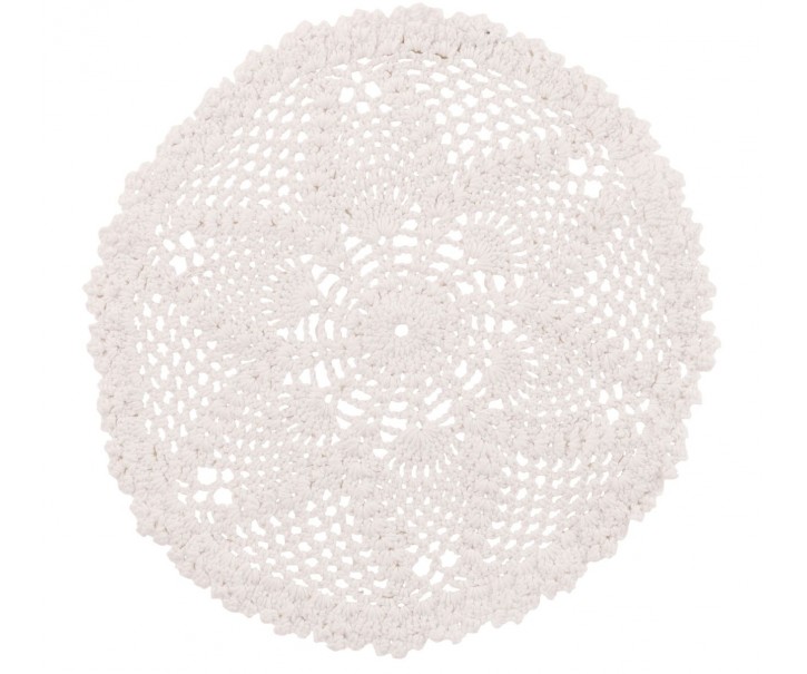 Bílé bavlněné kulaté prostírání krajka Lace white - Ø 32*0,5cm J-Line by Jolipa