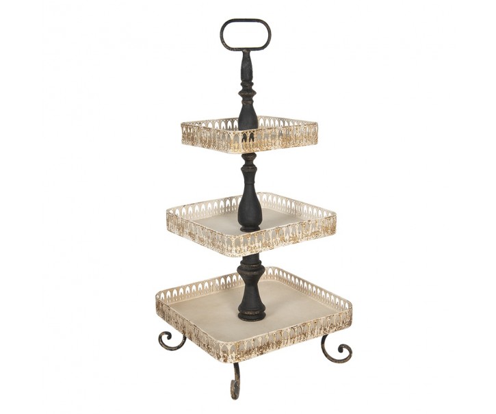 Třípatrový etažér ve vintage stylu - 46*46*102 cm Clayre & Eef