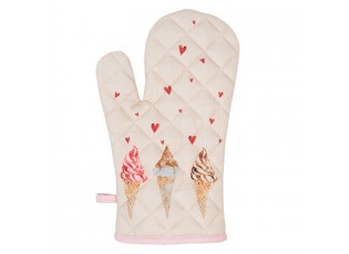 Béžová bavlněná chňapka - rukavice se zmrzlinou Frosty And Sweet - 18*30 cm