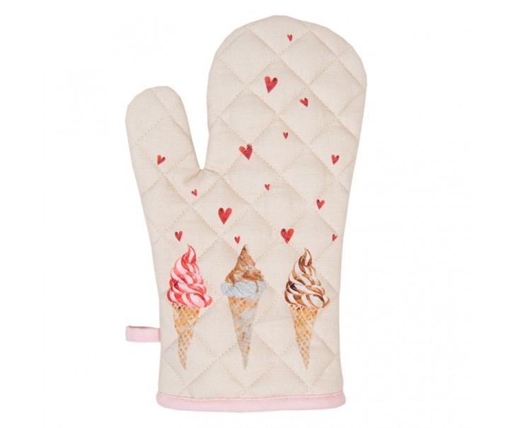 Béžová bavlněná chňapka se zmrzlinou Frosty And Sweet - 18*30 cm Clayre & Eef