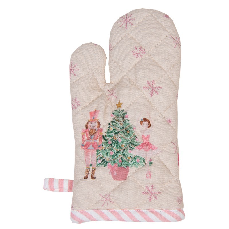 Béžová chňapka - rukavice s Louskáčkem a baletkou Pastel Nutcracker - 18*30 cm