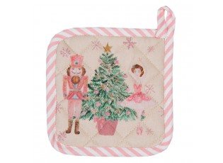 Béžová dětská chňapka - podložka s Louskáčkem a baletkou Pastel Nutcracker - 16*16 cm