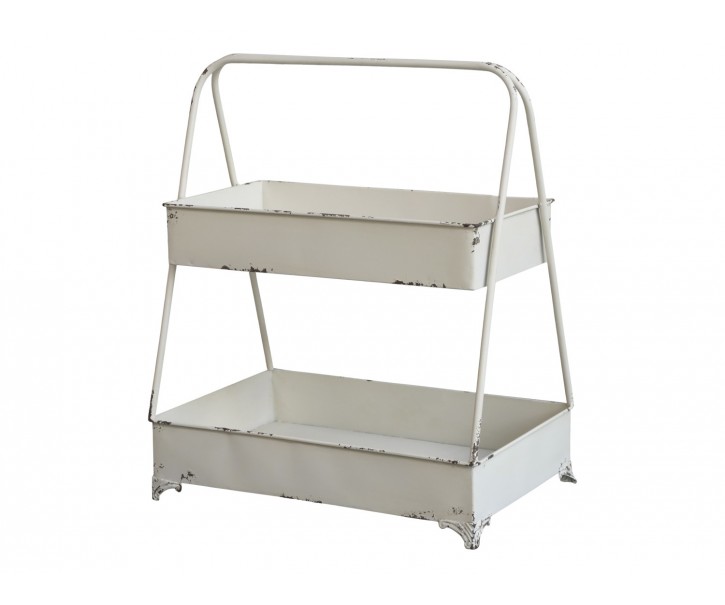 Krémový antik kovový 2-patrový etažér Luis - 40*27*49 cm Chic Antique