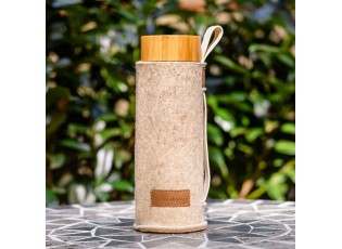 Béžový filcový obal na skleněnou láhev - Ø 7*21cm / 450ml a 650ml 