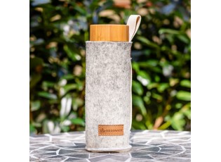 Šedý filcový obal na skleněnou láhev - Ø 7*21cm / 450ml a 650ml 