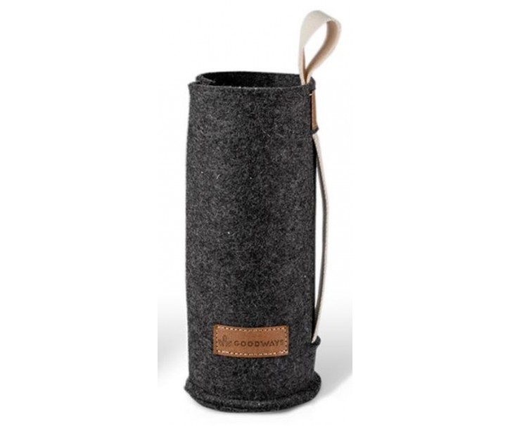 Tmavě šedý filcový obal na skleněnou láhev - Ø 7*21cm / 450ml a 650ml Goodways