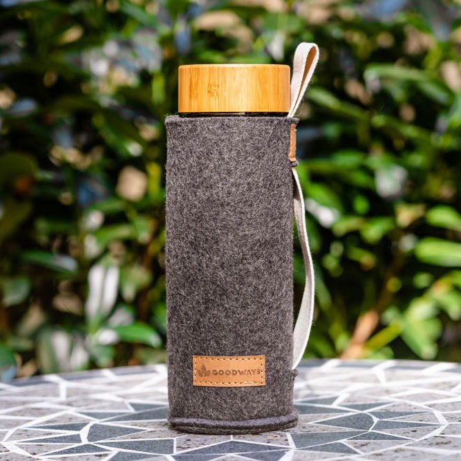 Tmavě šedý filcový obal na skleněnou láhev - Ø 7*21cm / 450ml a 650ml Goodways Tmavě šedý filcový obal na skleněnou láhev - Ø 7*21cm / 450ml a 650ml Goodways