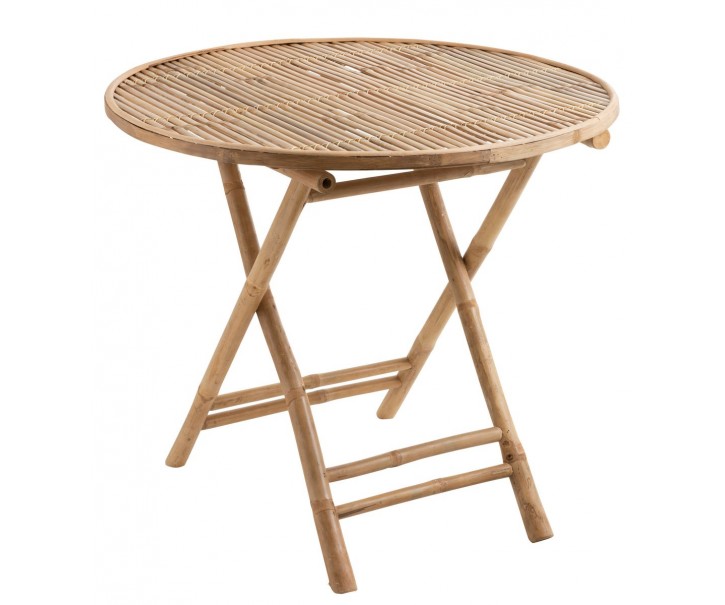 Přírodní bambusový kulatý skládací stůl Bamboo Pliable - Ø 90*76cm J-Line by Jolipa