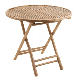 Přírodní bambusový kulatý skládací stůl Bamboo Pliable - Ø 90*76cm