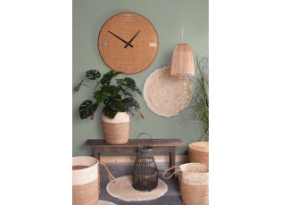 Přírodní nástěnné hodiny se slaměným výpletem - Ø 80*5 cm / 1*AA