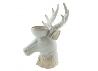 Béžový porcelánový svícen na čajovou svíčku Jelen Chrie - 15*12*21 cm