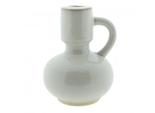 Béžový porcelánový svícen na úzkou svíčku Chrie - 12*10*14 cm