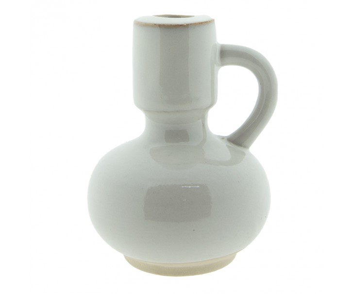 Béžový porcelánový svícen na úzkou svíčku Chrie - 12*10*14 cm Clayre & Eef