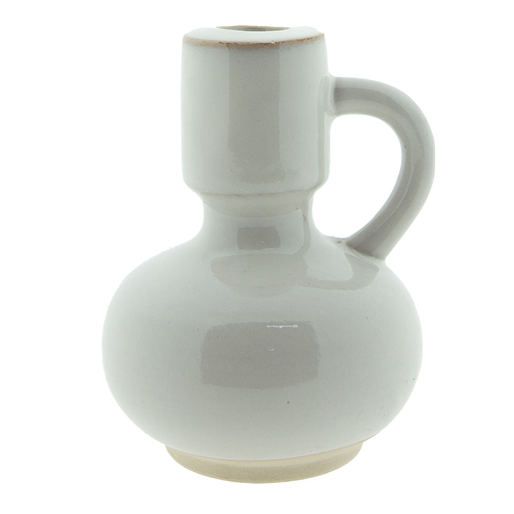 Béžový porcelánový svícen na úzkou svíčku Chrie - 12*10*14 cm