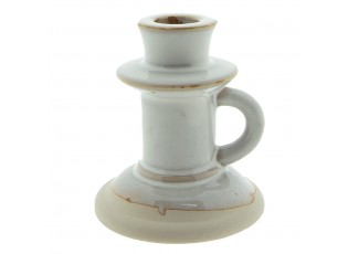 Béžový porcelánový svícen na úzkou svíčku Chrie - Ø 9*10 cm