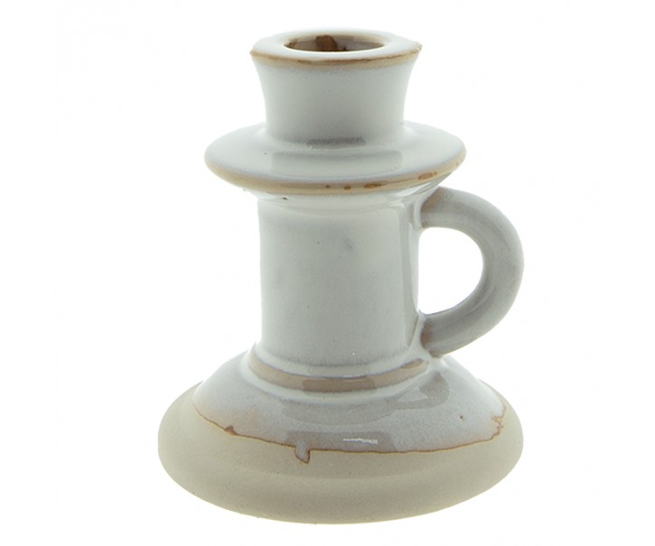 Béžový porcelánový svícen na úzkou svíčku Chrie - Ø 9*10 cm Clayre & Eef
