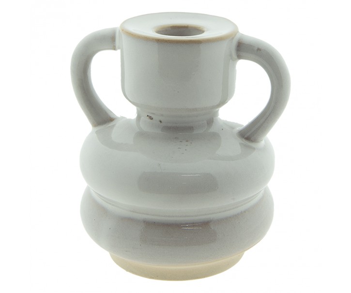Béžový porcelánový svícen na úzkou svíčku Chrie - Ø 11*11 cm Clayre & Eef