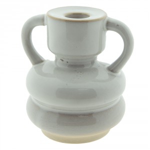 Béžový porcelánový svícen na úzkou svíčku Chrie - Ø 11*11 cm