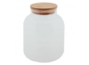 Skleněná skladovací nádoba s bambusovým víčkem - Ø 12*15 cm / 1.2 l