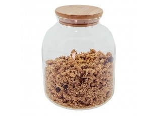 Skleněná skladovací nádoba s bambusovým víčkem - Ø 12*15 cm / 1.2 l