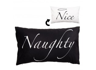 Bílo-černý povlak na polštář Naughty a Nice z Black&White X-Mas - 30*50 cm